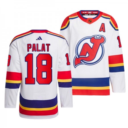 Miesten NHL New Jersey Devils Pelipaita Ondrej Palat 18 Reverse Retro 2.0 Adidas 2022-23 Valkoinen Authentic Miesten NHL New Jersey Devils Pelipaita Ondrej Palat 18 Reverse Retro 2.0 Adidas 2022-23 Valkoinen Authentic